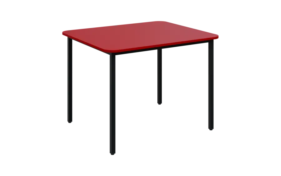 JSBR 90N Jídelní stůl 900 x 900 mm, deska červená flamengo / podnož černá